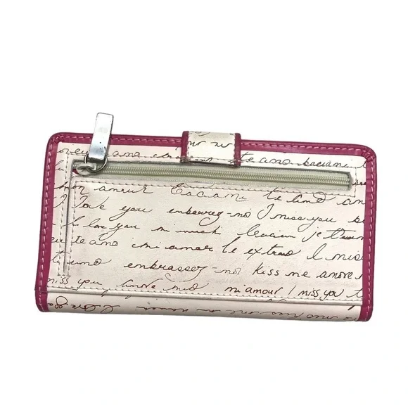 Fossil creamy white pink heart valentines love wallet RARE